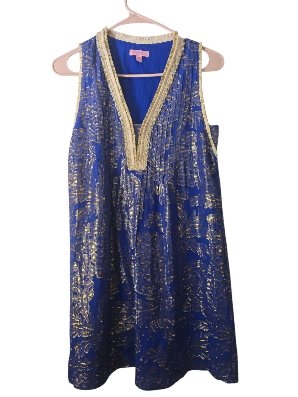 Lilly Pulitzer Blue Mini Dress with Gold Foil